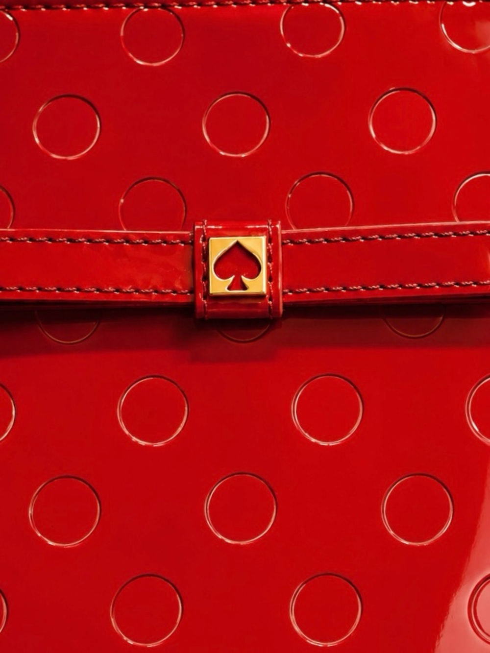 KATE SPADE ♠️ Red Patent Dot-Embossed Tote with Bow Accent - Picture 3 of 11